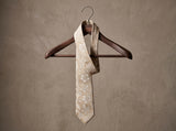Ivory Floral Tie - close-up of silk weave