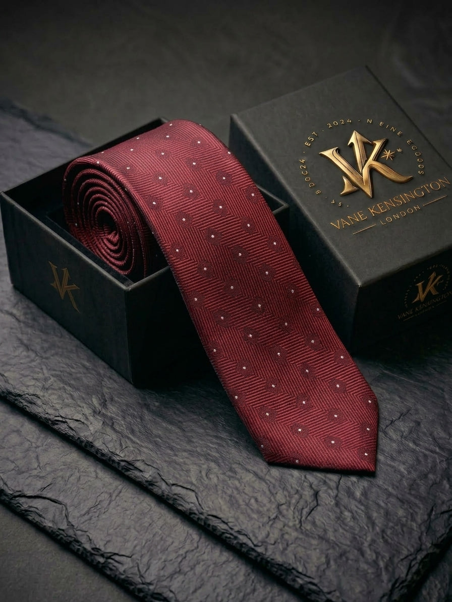 Classic Burgundy Pin-Dot Silk Tie
