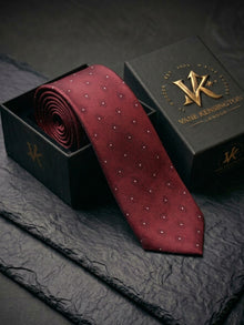 Classic Burgundy Pin-Dot Silk Tie