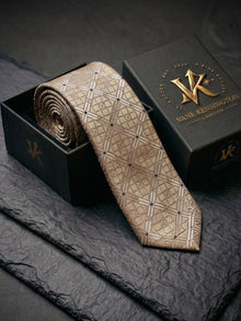 Gold Geometric Jacquard Silk Tie