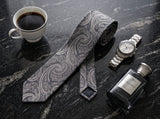 The Regent Silver Paisley Tie - detail view