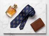 Sovereign Lion Navy Tie - close-up of silk weave