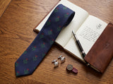 The Highland Thistle Navy Tie - detail view