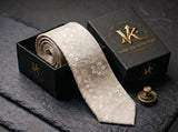 Ivory Floral Tie - Vane Kensington silk tie