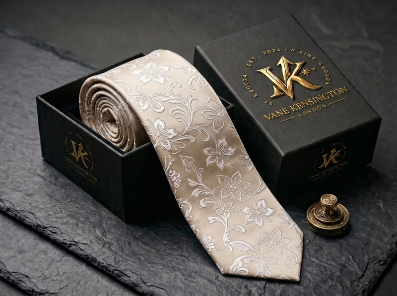 Ivory Floral Tie