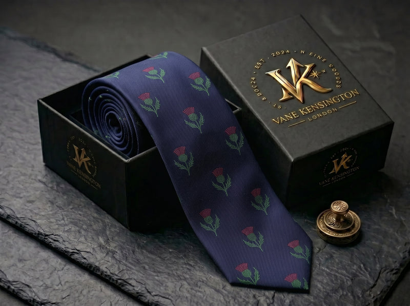 The Highland Thistle Navy Tie
