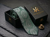 Sovereign Paisley Emerald Tie - Vane Kensington silk tie