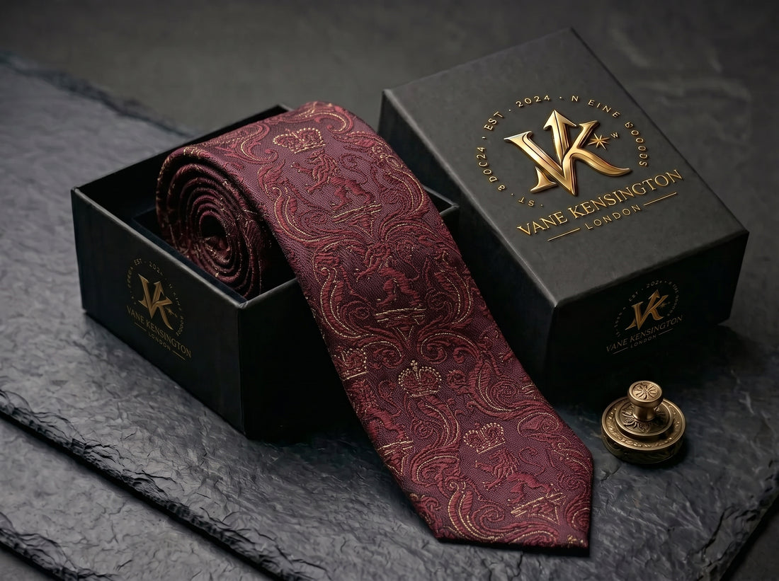 The Sovereign Crown and Crest Tie - Vane Kensington silk tie
