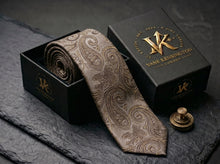 The Belgravia Taupe Paisley Tie