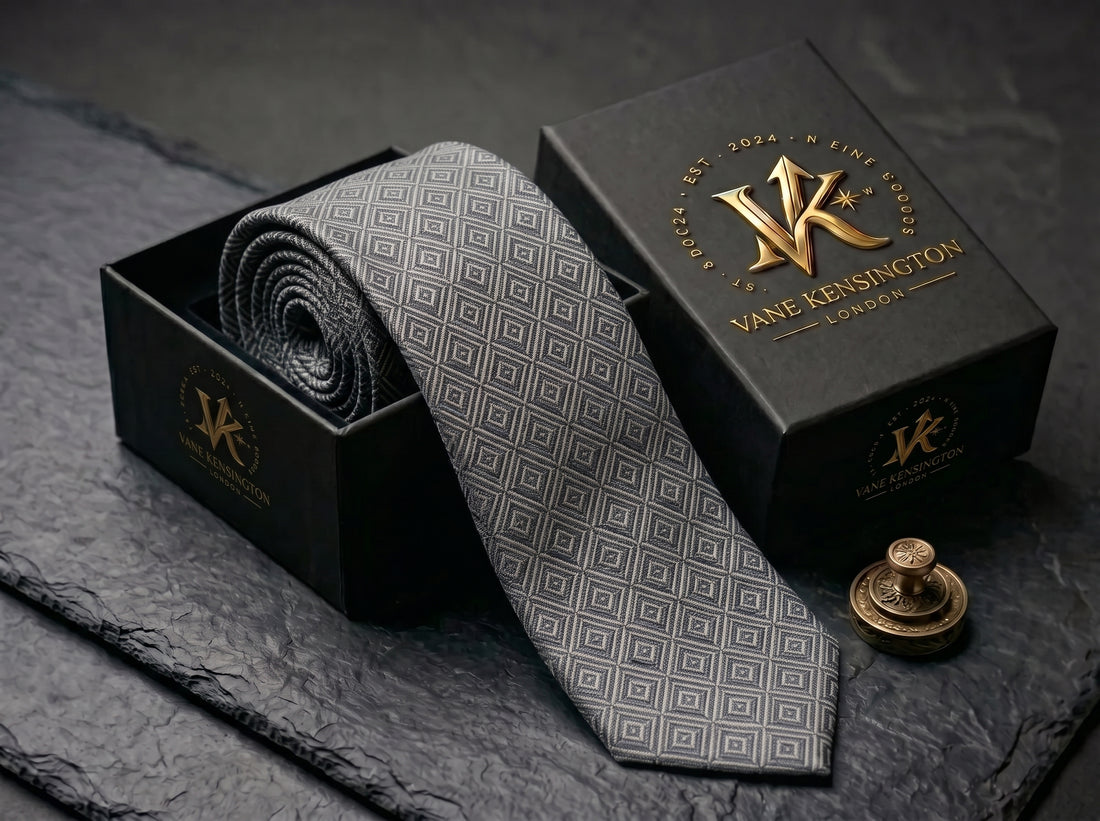 The Regent Geometric Diamond Tie - Vane Kensington silk tie