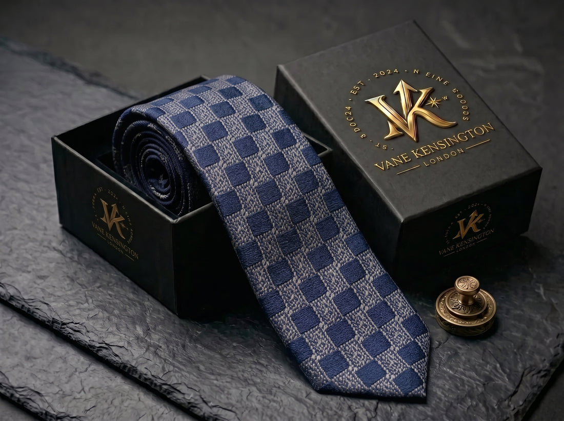 The Regent Silver Geometric Tie - Vane Kensington silk tie