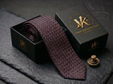 The Westminster Burgundy Basketweave Tie - Vane Kensington silk tie