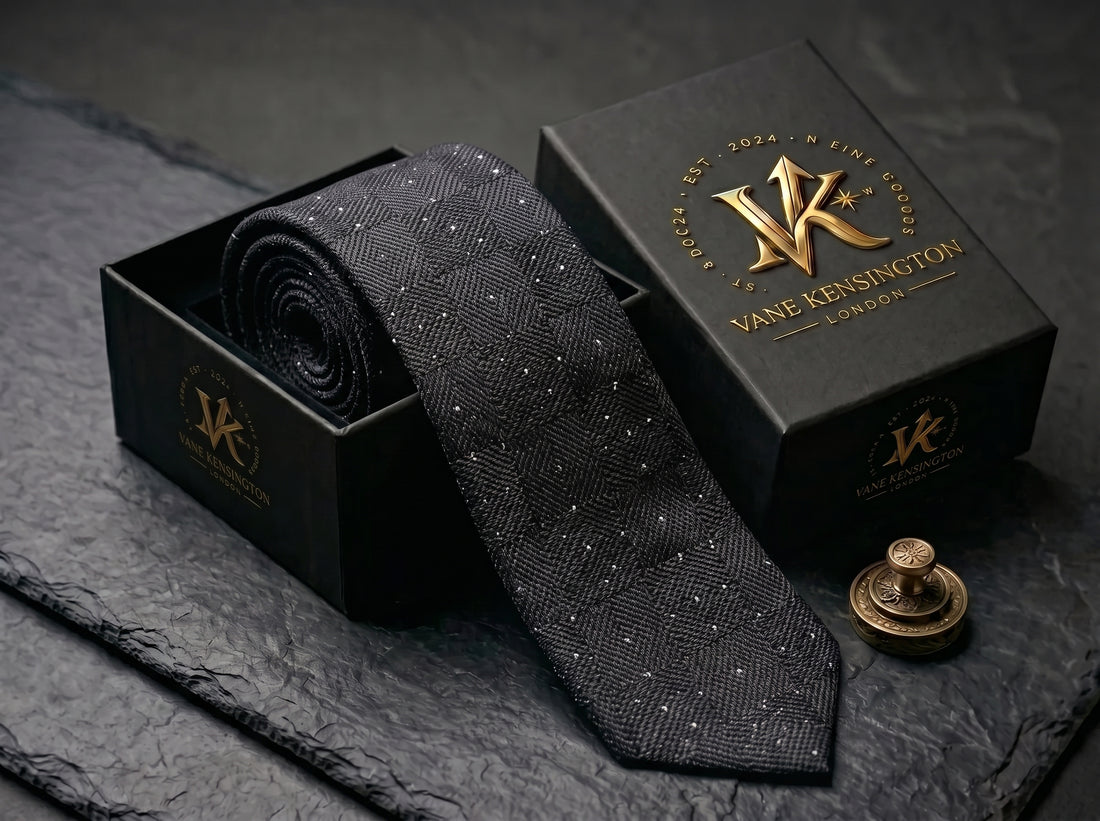 The Mayfair Charcoal Diamond Tie - Vane Kensington silk tie