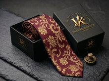 The Buckingham Wine Floral Silk Tie