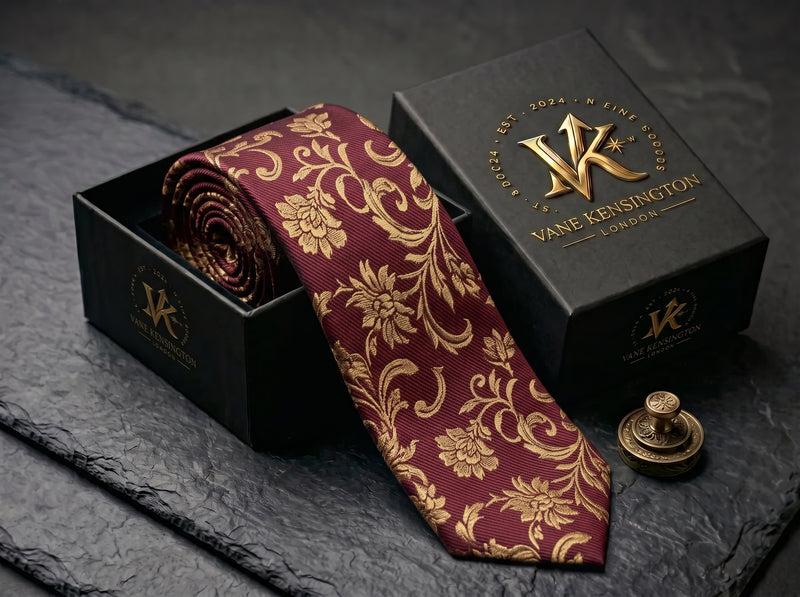 The Buckingham Wine Floral Silk Tie