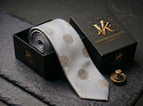 Sovereign Silver Rosette Tie - Vane Kensington silk tie