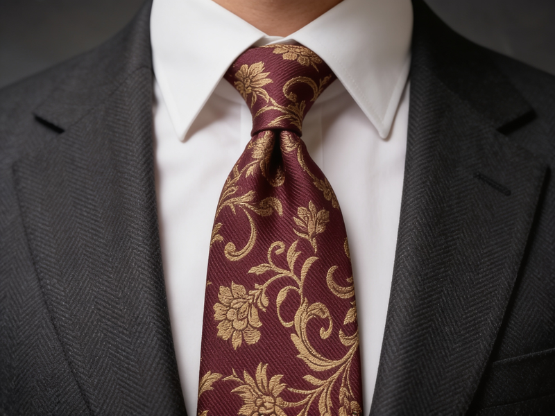 The Buckingham Wine Floral Silk Tie
