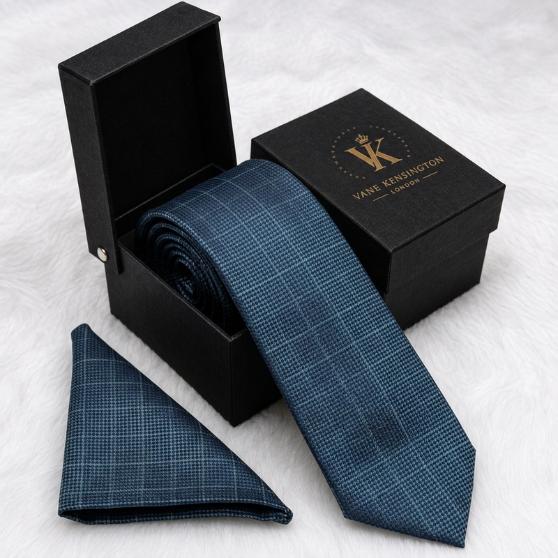 The Knightsbridge Windowpane Check Silk Tie - box
