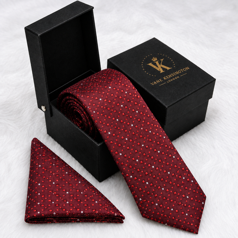 Regent Crimson Check silk tie box